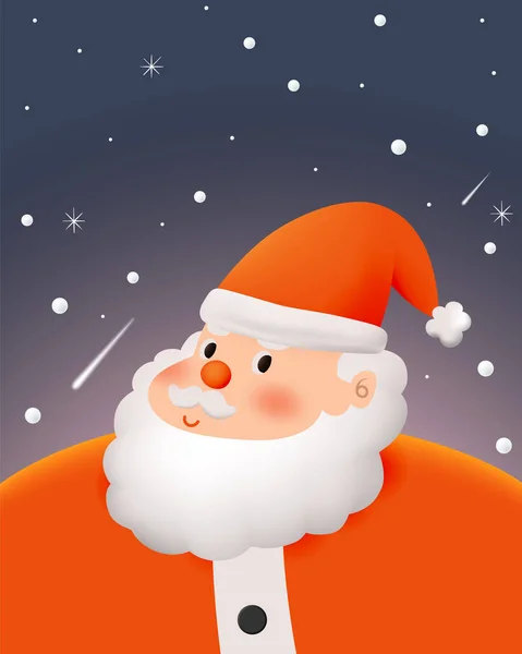 Santa Claus Estilo Arte Papel Con Nieve Copo Nieve Ilustración — Vector de stock