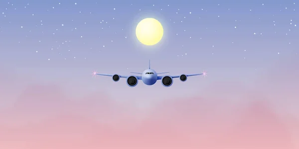 Airplane Window View Beautiful Night Time Sky Stars Background Vector — Stock Vector