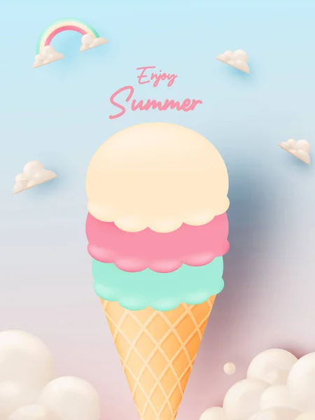 Yaz Sezonu Için Dondurma Pastel Şema Vektör Illüstrasyonunda Çok Sevimli — Stok Vektör