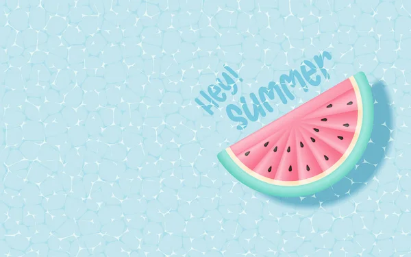 Watermeloen Opblaasbaar Drijvend Het Zwembad Met Papier Kunst Stijl Pastel — Stockvector