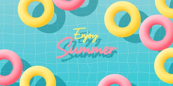 Kleurrijke Opblaasbare Drijvende Het Zwembad Met Papier Kunst Stijl Pastel — Stockvector