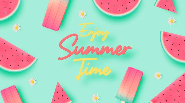 Popsicle Ijs Voor Het Zomerseizoen Zeer Schattig Karakter Ontwerp Pastel — Stockvector