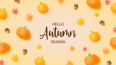 Sonbahar yapraklı kabaklar arka plan vektör illüstrasyonuName