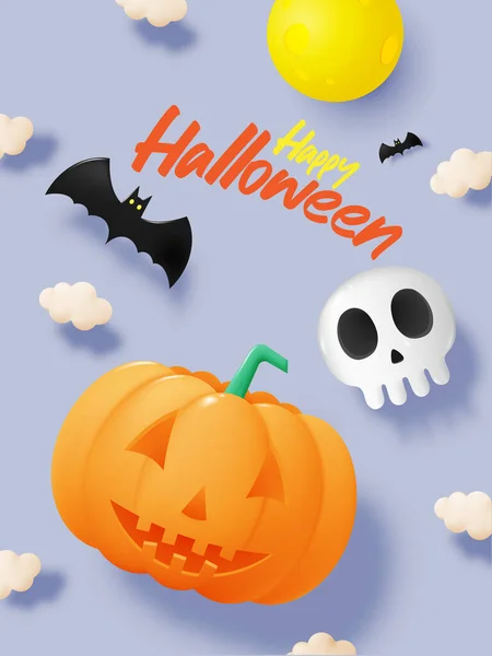 Glad Halloween Banner Konst Bakgrund Med Pumpa Vektor Illustration — Stock vektor