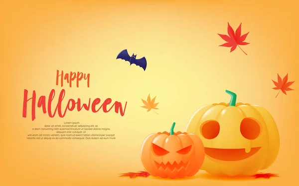 Glad Halloween Banner Konst Bakgrund Med Pumpa Vektor Illustration — Stock vektor