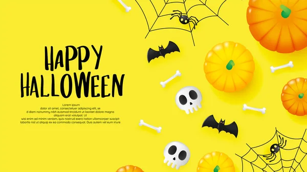 Glad Halloween Banner Konst Bakgrund Med Pumpa Vektor Illustration — Stock vektor