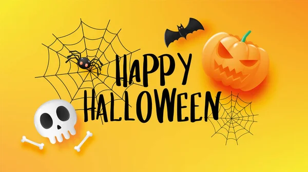 Glad Halloween Banner Konst Bakgrund Med Pumpa Vektor Illustration — Stock vektor