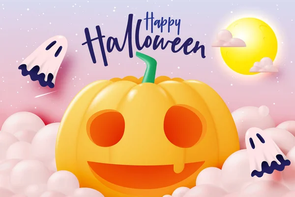 Glad Halloween Banner Konst Bakgrund Med Pumpa Vektor Illustration — Stock vektor