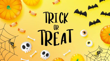 Balkabağı vektör illüstrasyonlu Mutlu Cadılar Bayramı afişleri