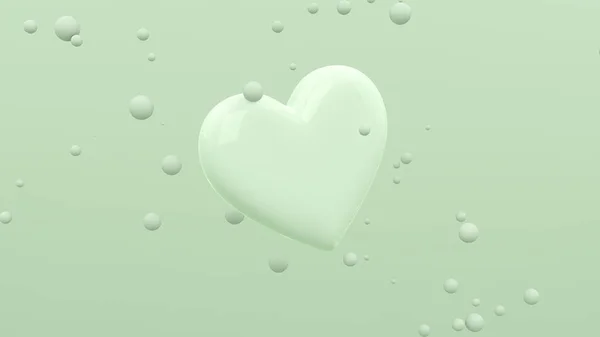 공중에 구체들과 커다랗고 광택있는 심장입니다 현대의 디자인 — 스톡 사진