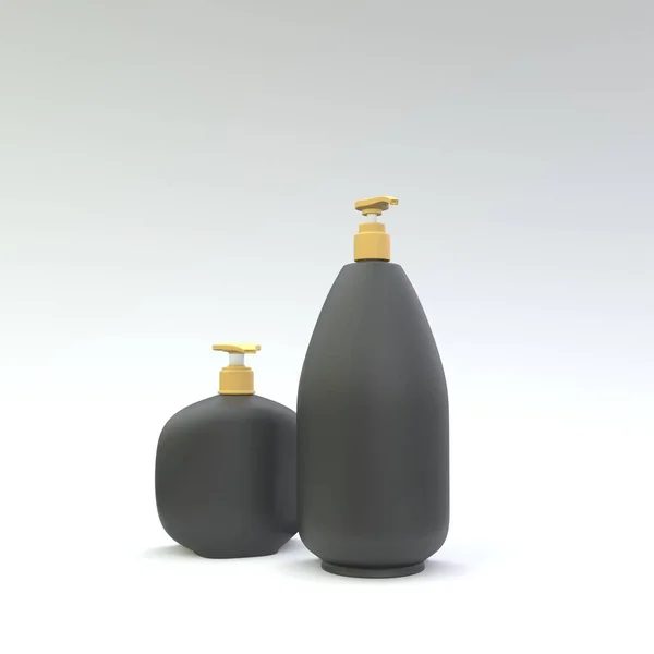 Eleganta Kosmetiska Flaskor Närbild Vit Bakgrund Modern Omslagsdesign Illustration — Stockfoto