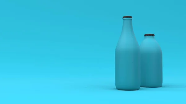 Dos Botellas Fondo Azul Con Esferas Flotantes Diseño Del Paquete — Foto de Stock