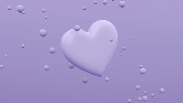 Ein Großes Glänzendes Herz Fliegt Der Luft Auf Violettem Hintergrund — Stockfoto