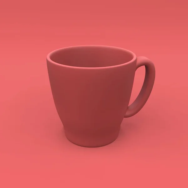 Mockup Semplice Pulito Della Tazza Caffè Sullo Sfondo Rosso Illustrazione — Foto Stock