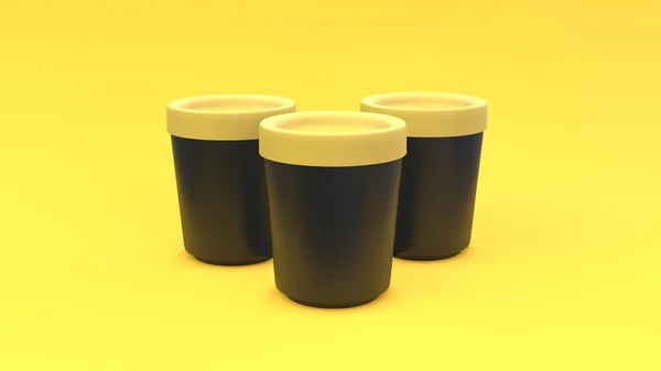 Tres Cubos Helado Colores Sobre Fondo Amarillo Diseño Del Paquete —  Fotos de Stock