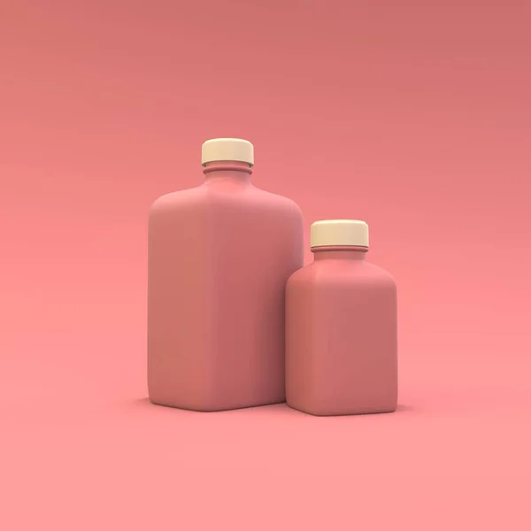 Φάρμακα Πλαστικά Μπουκάλια Ένα Κόκκινο Φόντο Σχεδιασμός Φαρμακευτικής Συσκευασίας Εικονογράφηση — Φωτογραφία Αρχείου