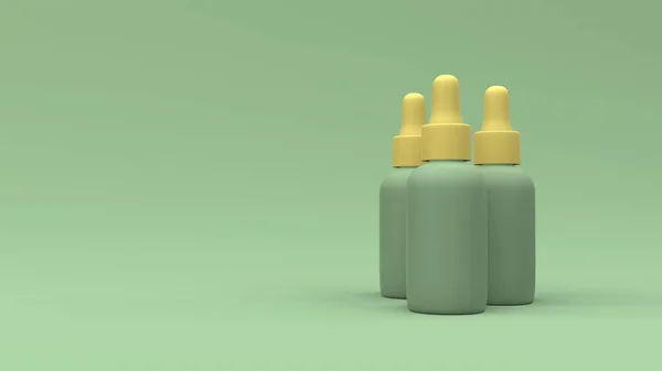 Паровые Жидкие Бутылки Зеленом Фоне Дизайн Упаковки Иллюстрация — стоковое фото