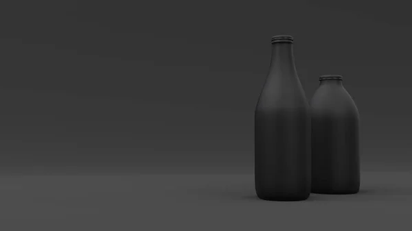 Dos Botellas Fondo Negro Con Esferas Flotantes Diseño Del Paquete — Foto de Stock