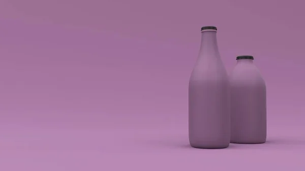 Dos Botellas Fondo Malva Con Esferas Flotantes Diseño Del Paquete — Foto de Stock