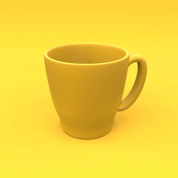 Simple Clean Mockup Cup Coffee Yellow Background Illustration — Stock Photo, Image