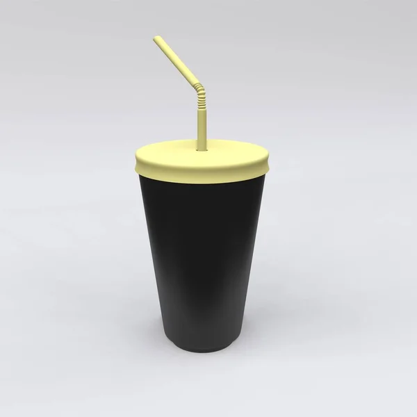 Plastic cup with straw mockup on the white background. Package design. 3d illustration.