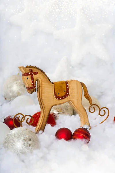 Decoração Natal Com Cavalo Balanço Fotografia De Stock