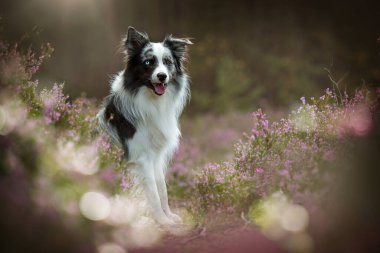 Heather arazisindeki Border Collie