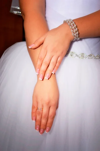 Hands Bride Wedding Ring Wedding Background — Stock Photo, Image