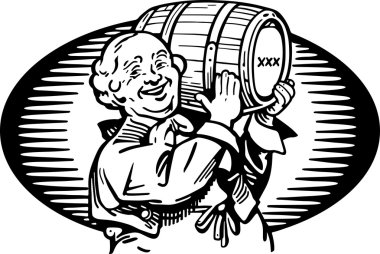 Man With Keg Of Whiskey clipart
