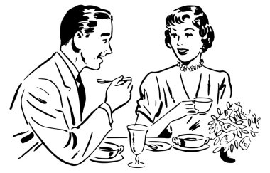 Retro Couple Out Dining clipart