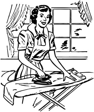 Lady Ironing clipart