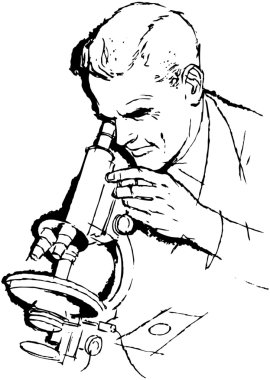 bilim adamı ve mikroskop