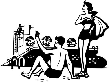 Havuzu güverte üzerinde çift