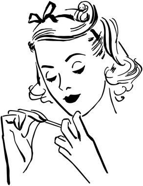 Lady Doing Her Nails clipart