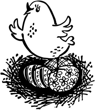 Chick With Easter Eggs clipart