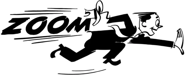 Homem correndo, texto: Zoom — Vetor de Stock