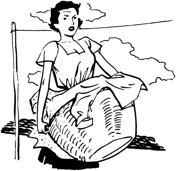 Frau mit Wäsche — Stockvektor