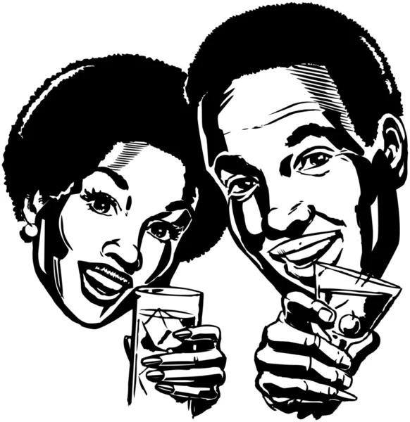 Couple With Cocktails — Stock Vector