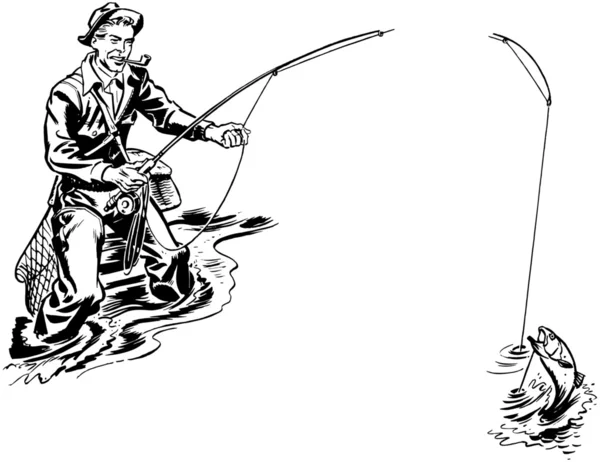 Рыбак с трубой — стоковый вектор