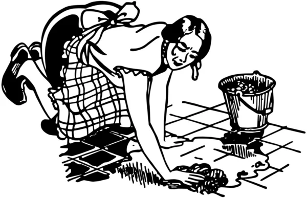 Woman Washing Floor — Stock Vector