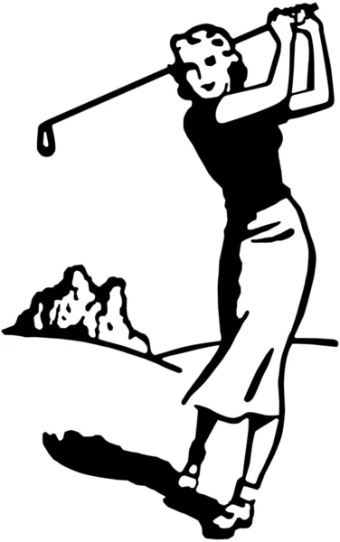 Retro vrouw spelen in golf — Stockvector