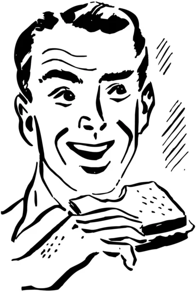 Hombre comiendo sándwich — Vector de stock