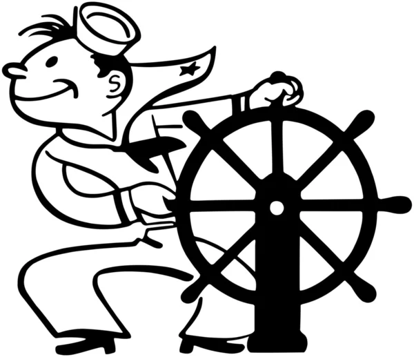 Sailor At Helm — Stock Vector