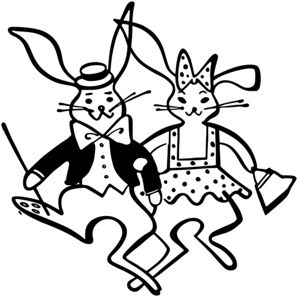 Pareja de conejo de Pascua — Vector de stock