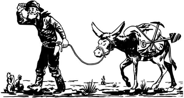 Poszukiwacz z osłem — Wektor stockowy