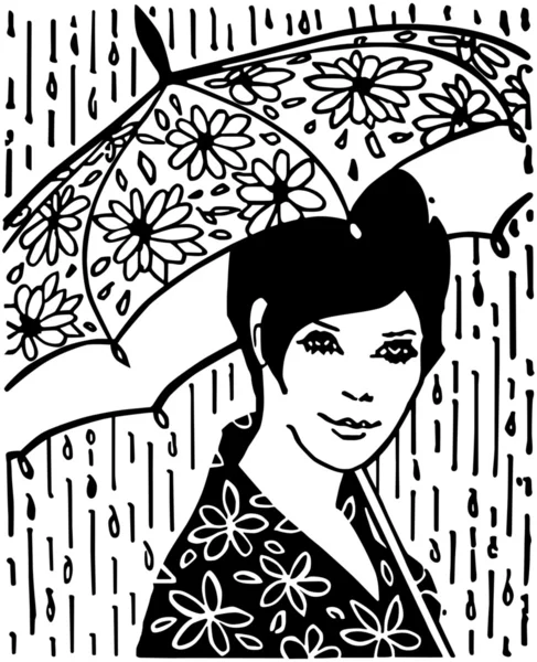Chica con paraguas — Vector de stock