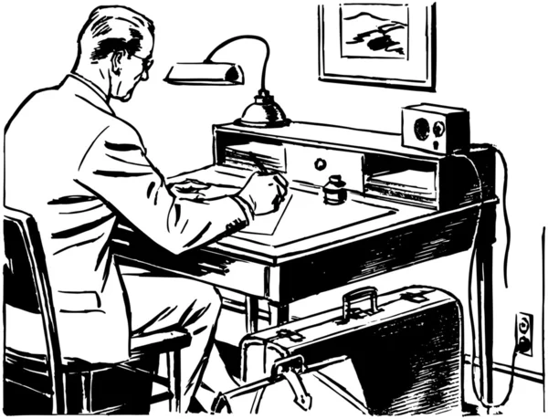 Человек, работающий за рабочим столом — стоковый вектор