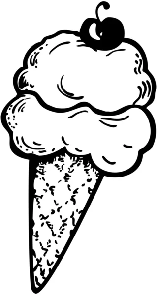 Ice Cream Cone With Cherry — Stock Vector