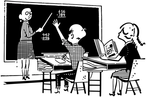 Professor e alunos em sala de aula —  Vetores de Stock