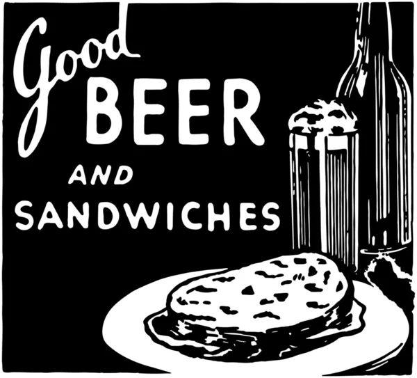 Buena cerveza y sándwiches 2 — Vector de stock